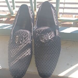 Stacy Adams Black Spiked Loafers